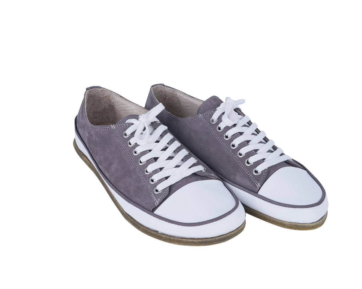 Nubuck Barefoot Converse Shoes – Classic Sole — Leather Sole – Gray