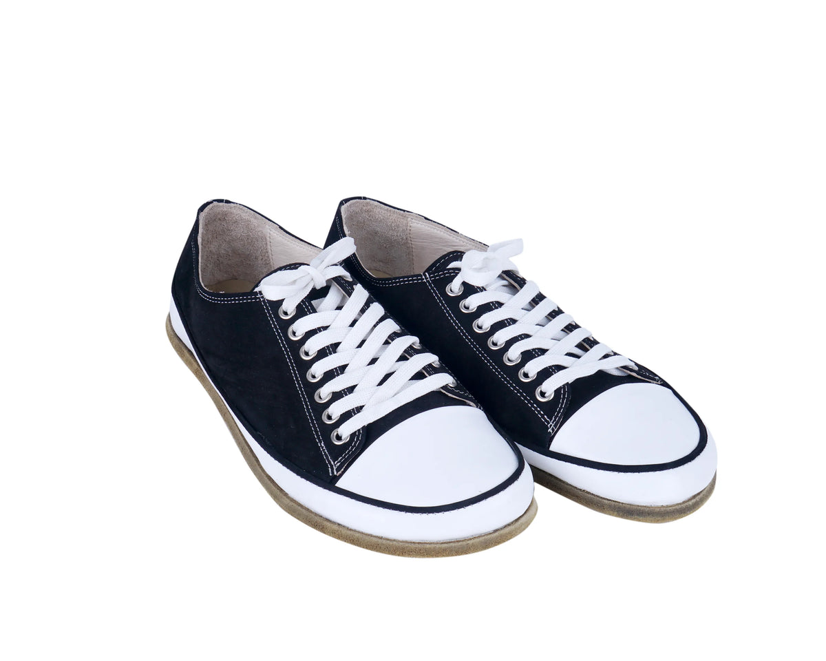 Nubuck Barefoot Converse Shoes – Classic Sole — Leather Sole – Black