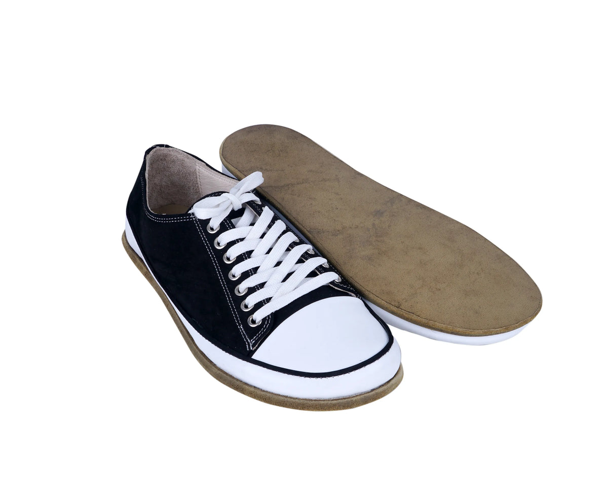 Nubuck Barefoot Converse Shoes – Classic Sole — Leather Sole – Black