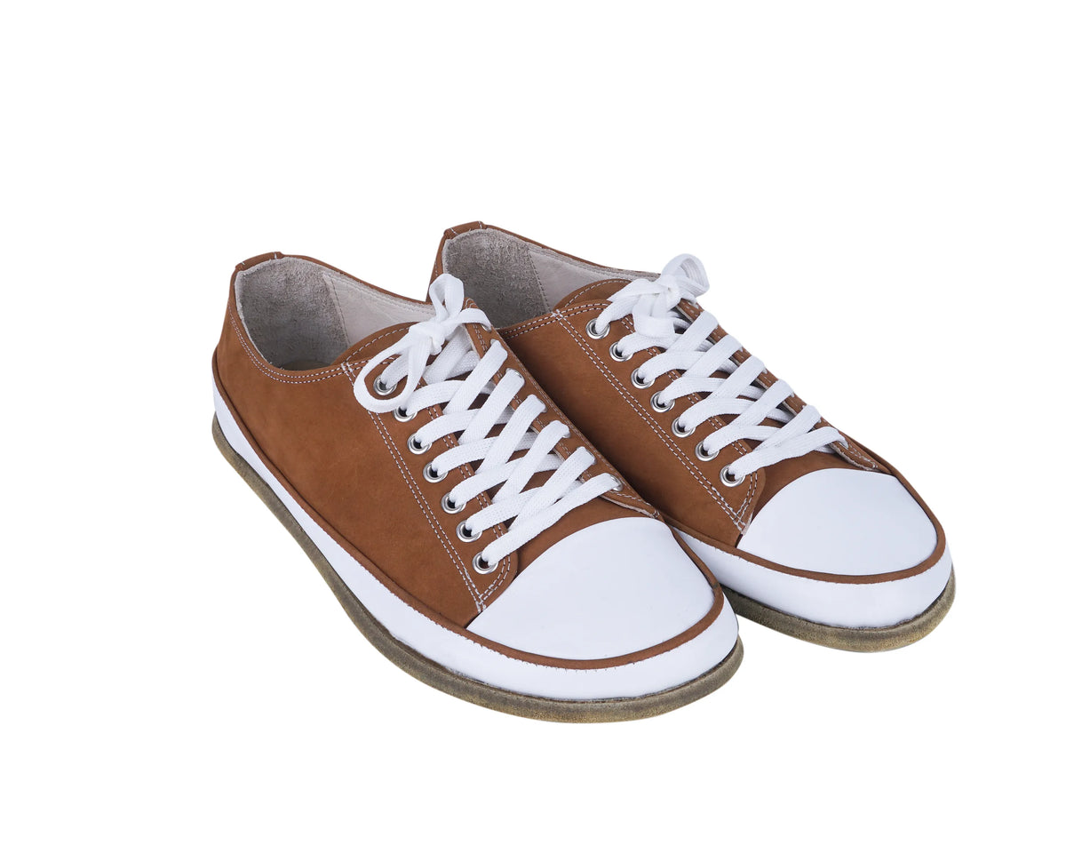 Nubuck Barefoot Converse Shoes – Classic Sole — Leather Sole – Tan