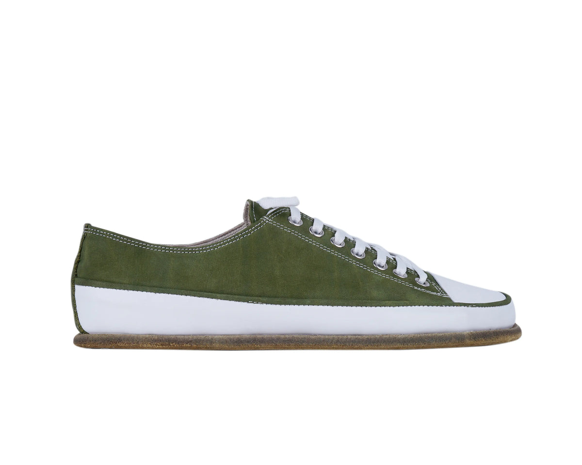 Nubuck Barefoot Converse Shoes – Classic Sole — Leather Sole – Green
