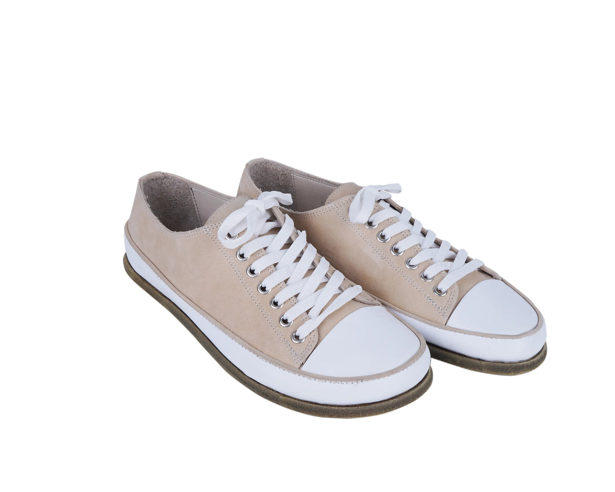 Nubuck Barefoot Converse Shoes – Classic Sole — Leather Sole – Cream