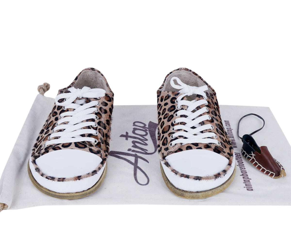 Hair Barefoot Converse Shoes – Classic Sole — Leather Sole – Leopard