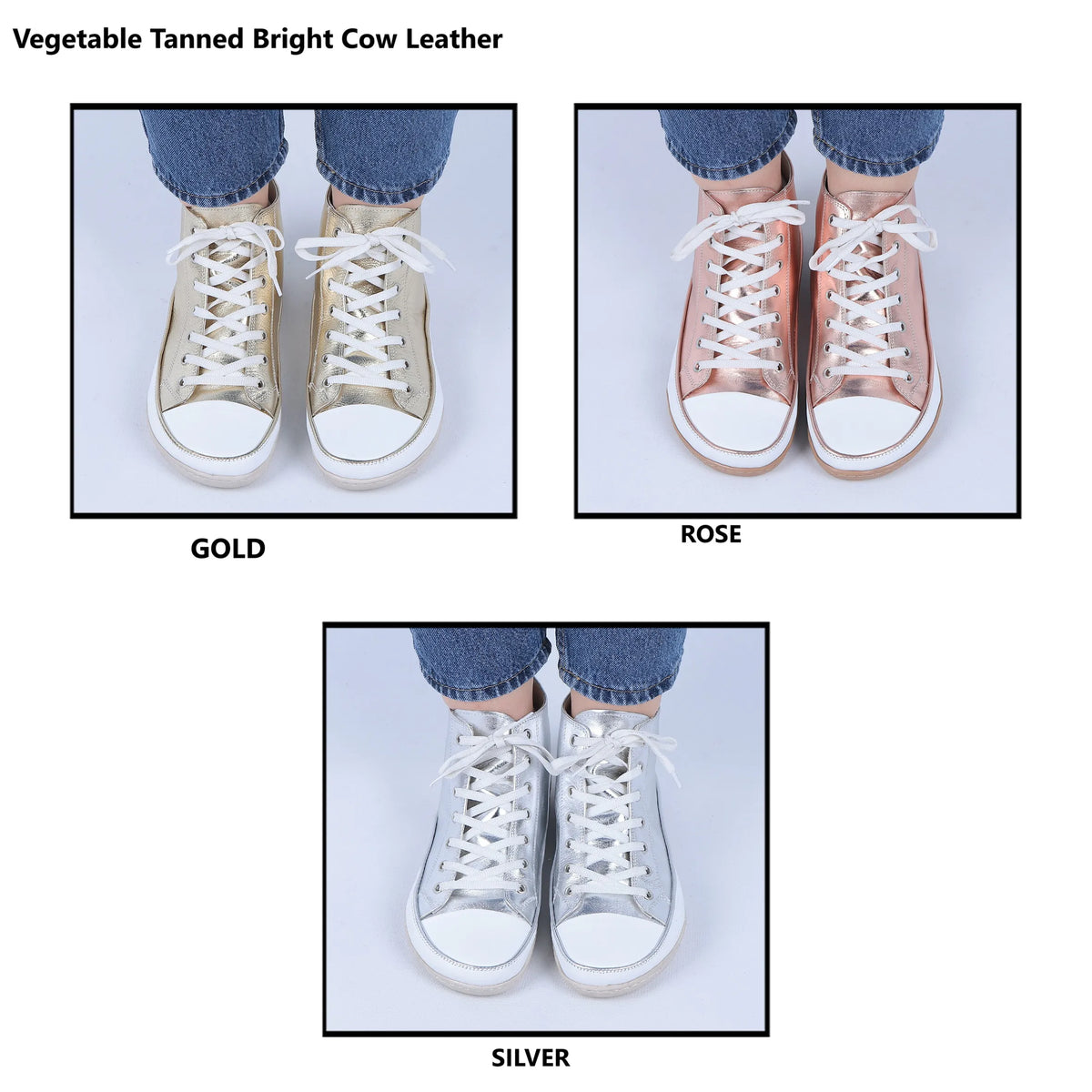 Bright Barefoot Long Boots Converse Shoes – 6mm Rubber Sole – Silver