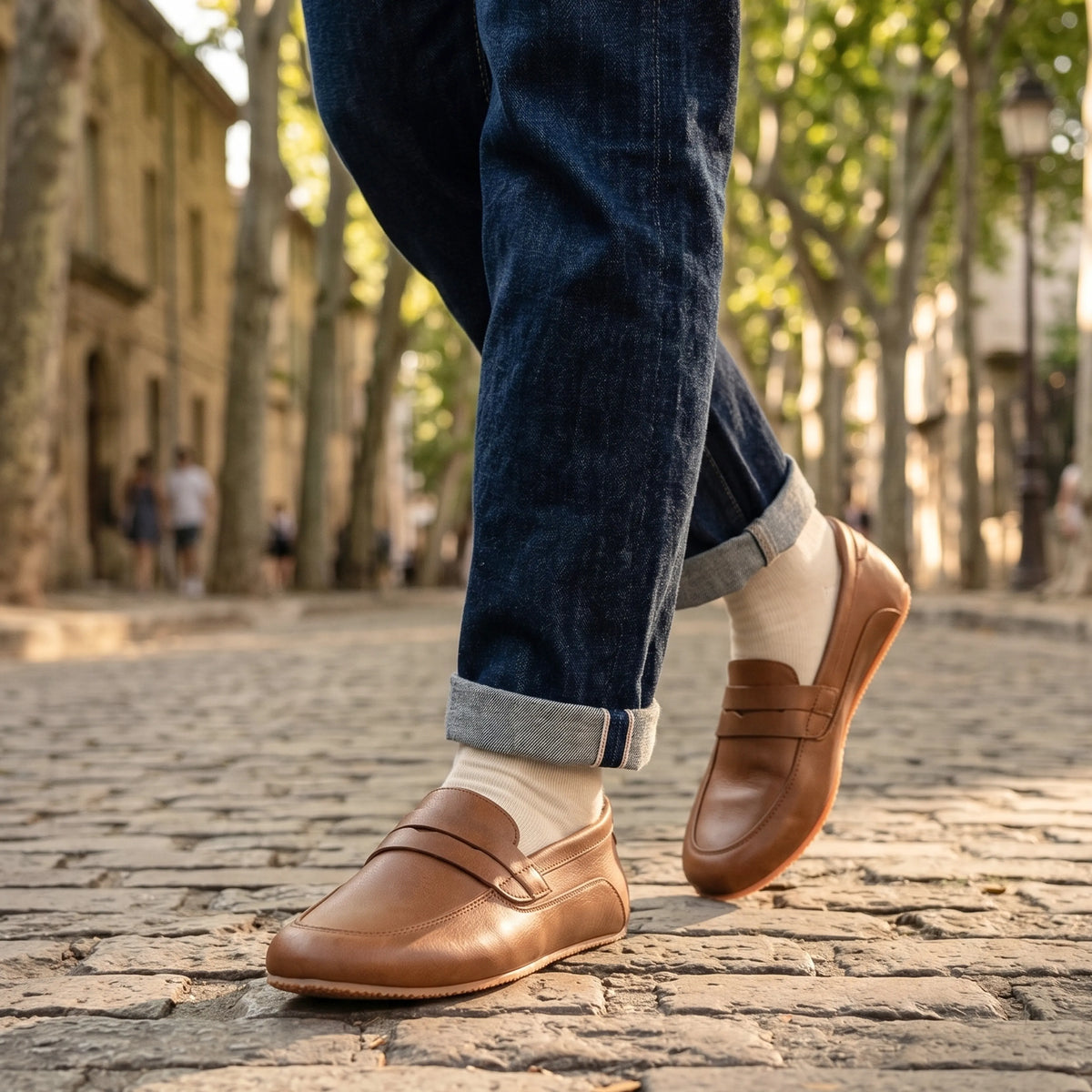 Crazy Barefoot Penny Loafer Shoes – Rubber Sole – Honey Camel