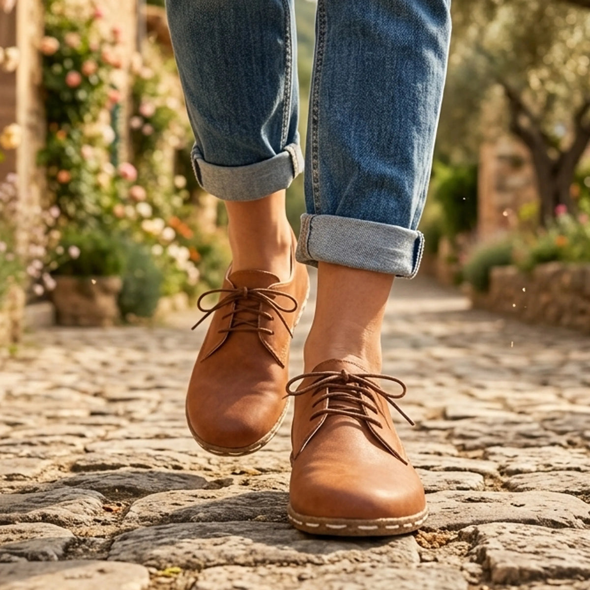 Crazy Barefoot Oxford Shoes — Leather Sole – Honey Camel