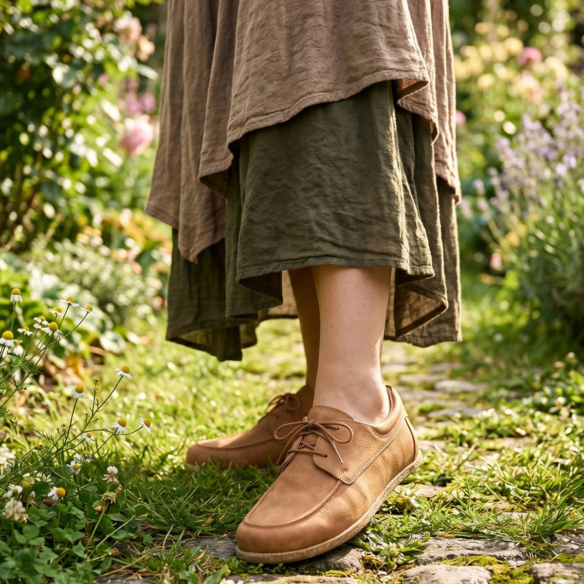 Crazy Barefoot Laces Penny Loafer Shoes – Classic Sole — Leather Sole – Honey Camel