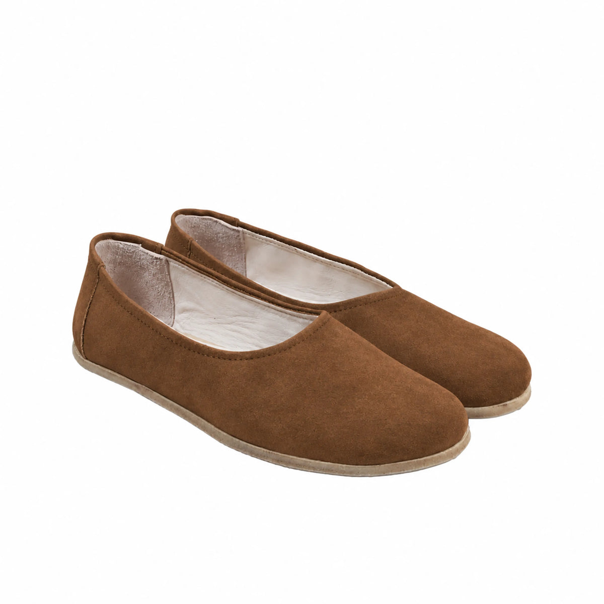 Suede Barefoot Ballet Shoes – Classic Sole — Leather Sole – Tan