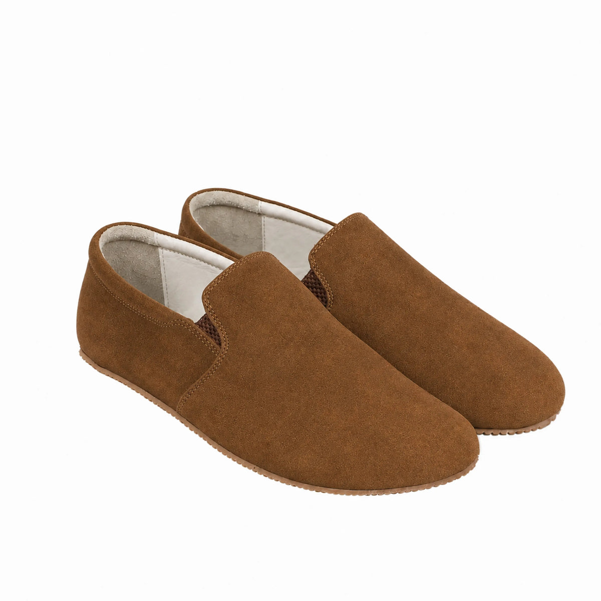 Suede Barefoot Slip-On Shoes – Rubber Sole – Tan