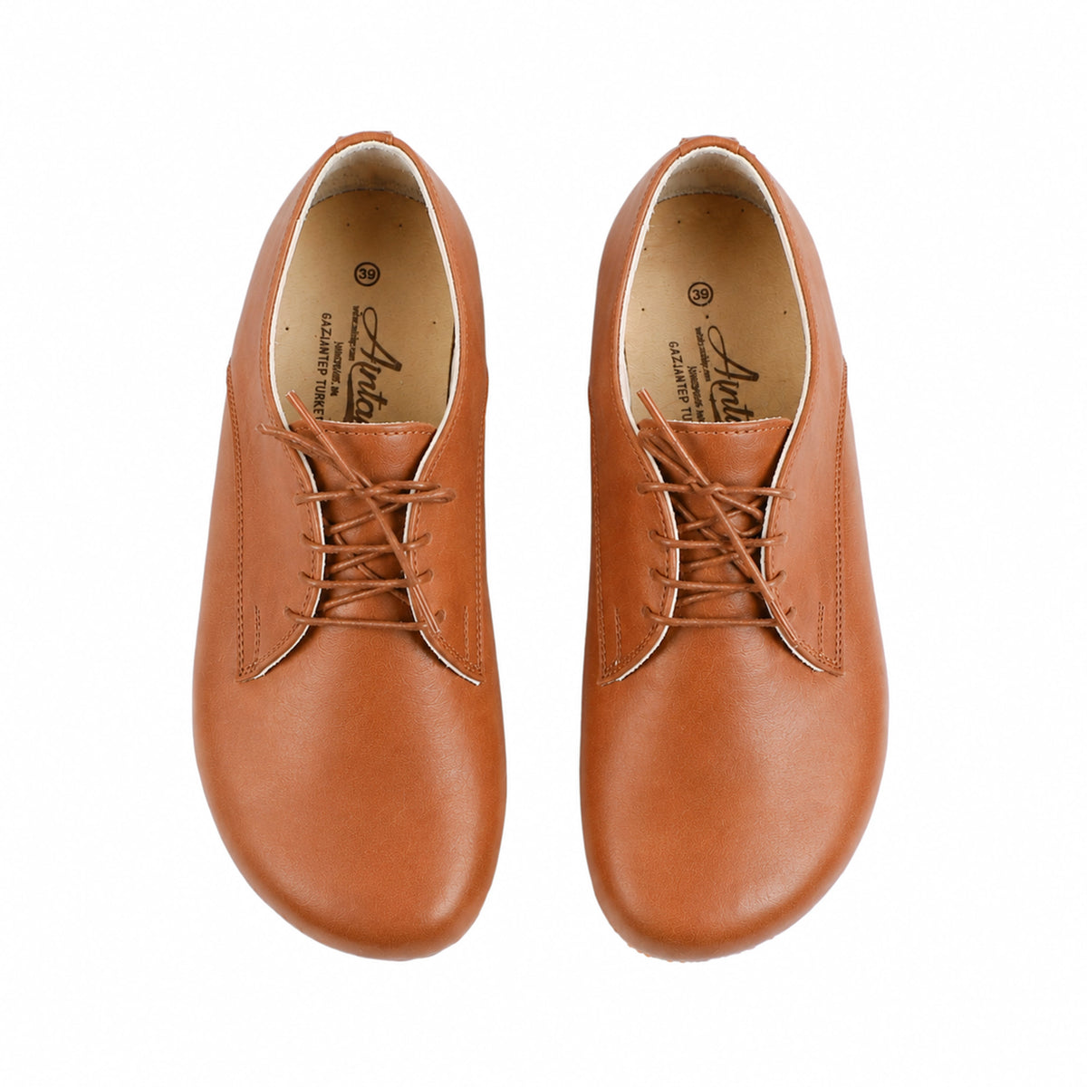 Smooth Barefoot Oxford Shoes – Classic Sole — Leather Sole – Tan