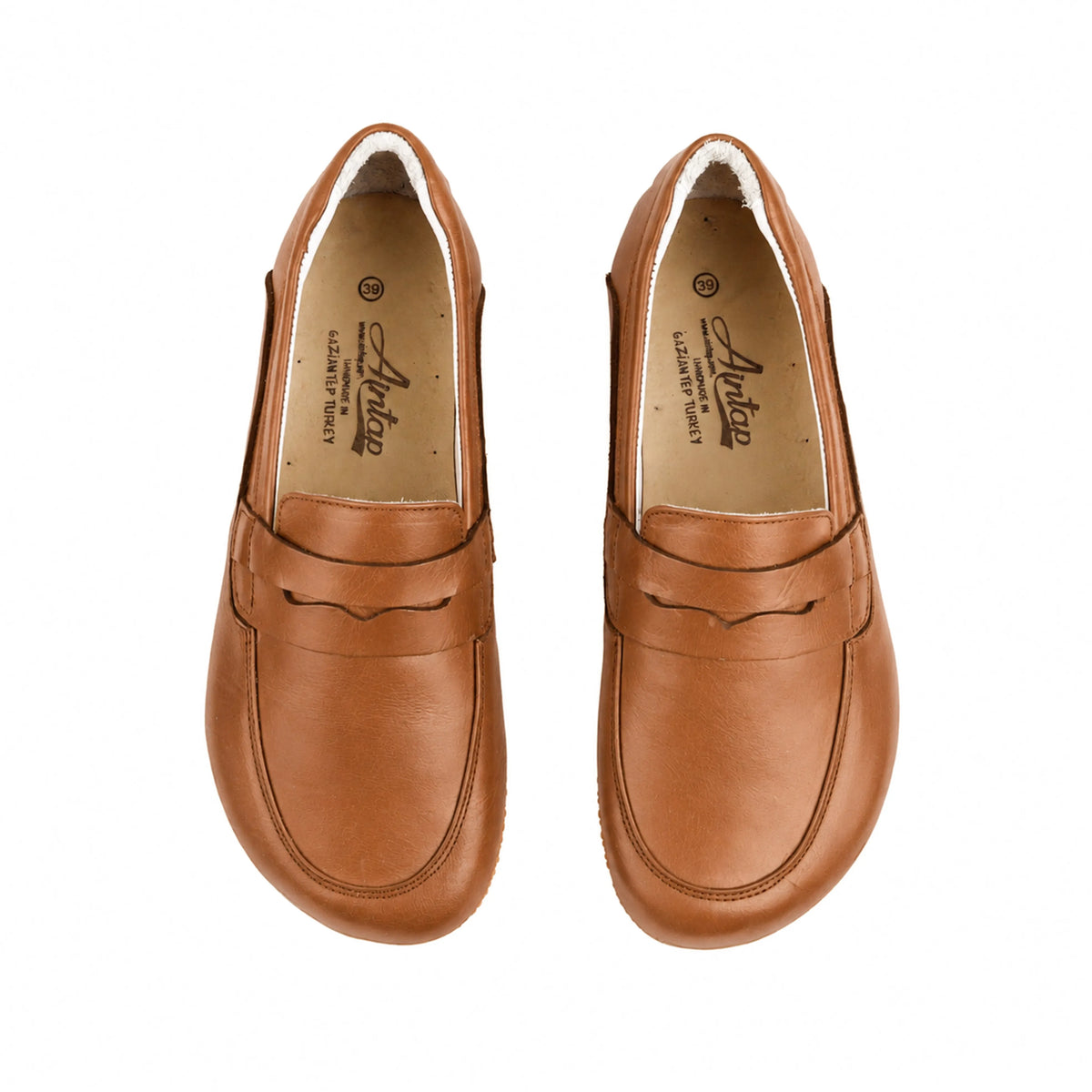 Smooth Barefoot Penny Loafer Shoes – Rubber Sole – Tan
