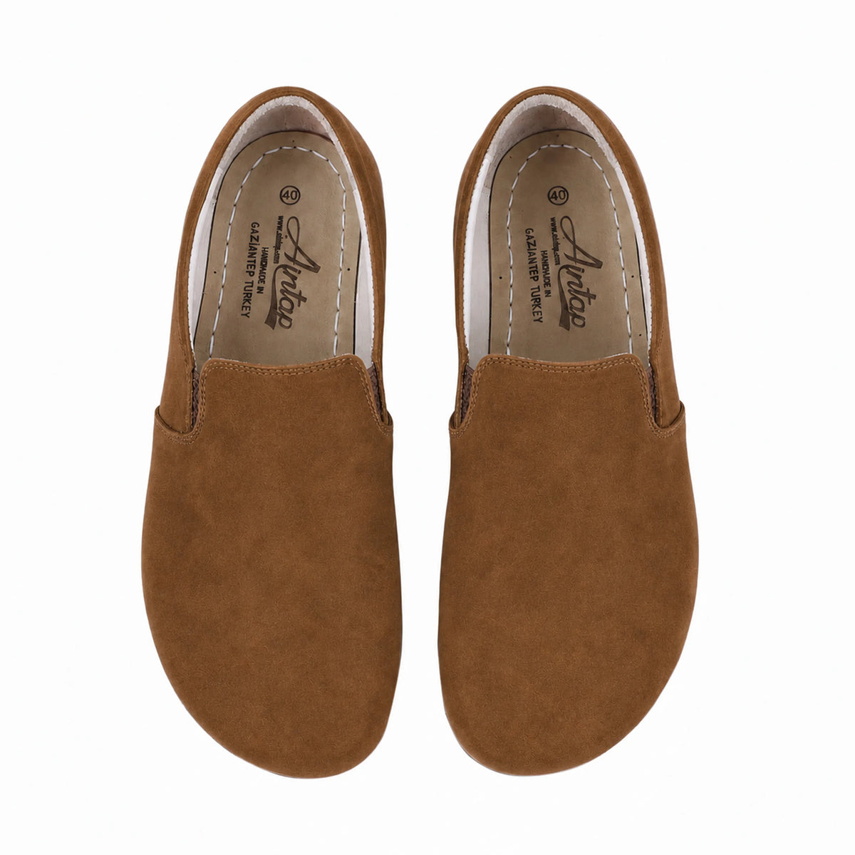Suede Barefoot Slip-On Shoes – Rubber Sole – Tan