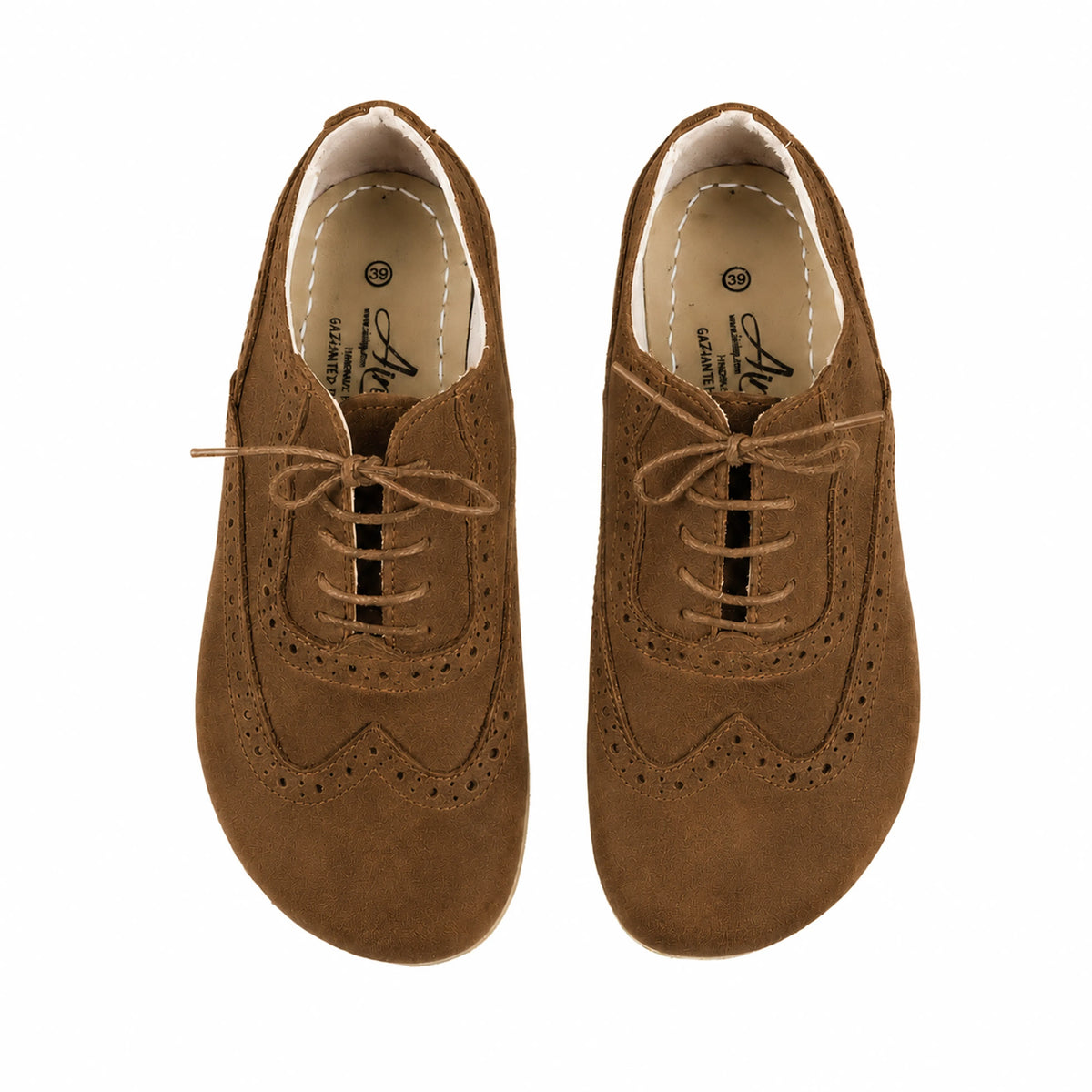 Suede Barefoot Moccasin Shoes – Classic Sole — Leather Sole – Tan