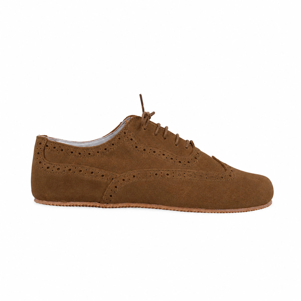 Suede Barefoot Moccasin Shoes – Rubber Sole – Tan