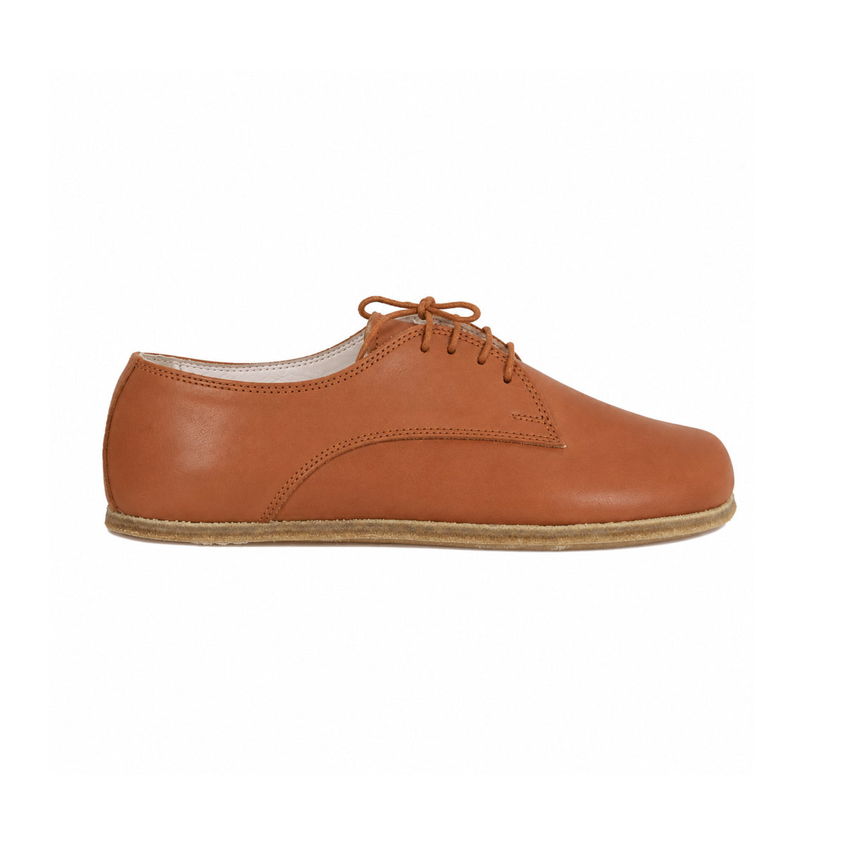 Smooth Barefoot Oxford Shoes – Classic Sole — Leather Sole – Tan