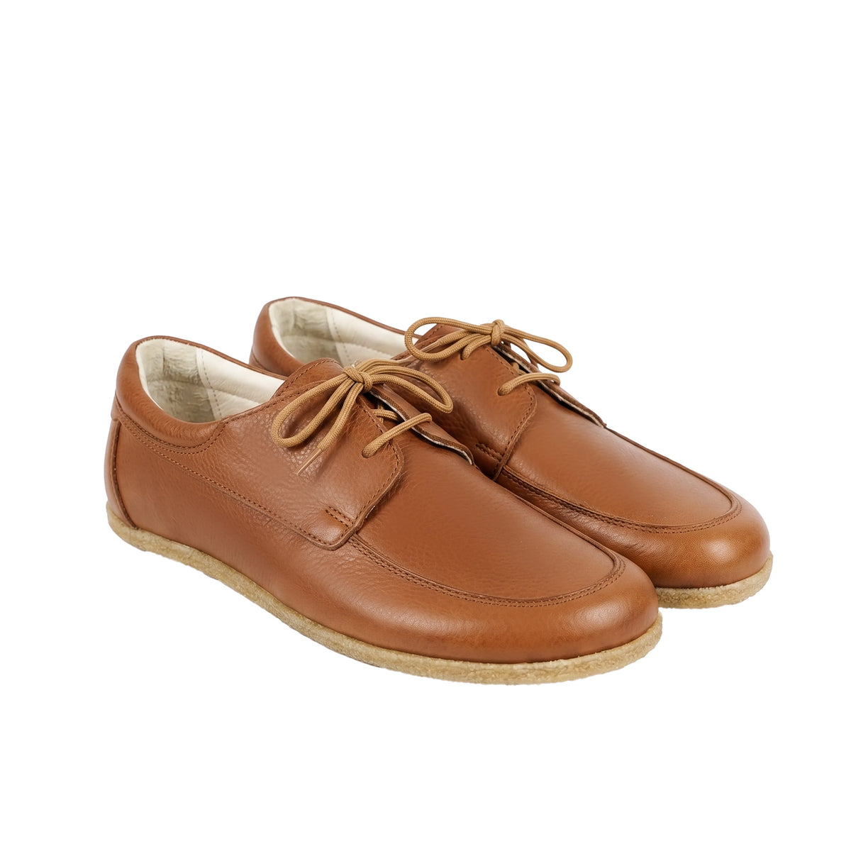 Smooth Barefoot Laces Penny Loafer Shoes – Classic Sole — Leather Sole – Tan