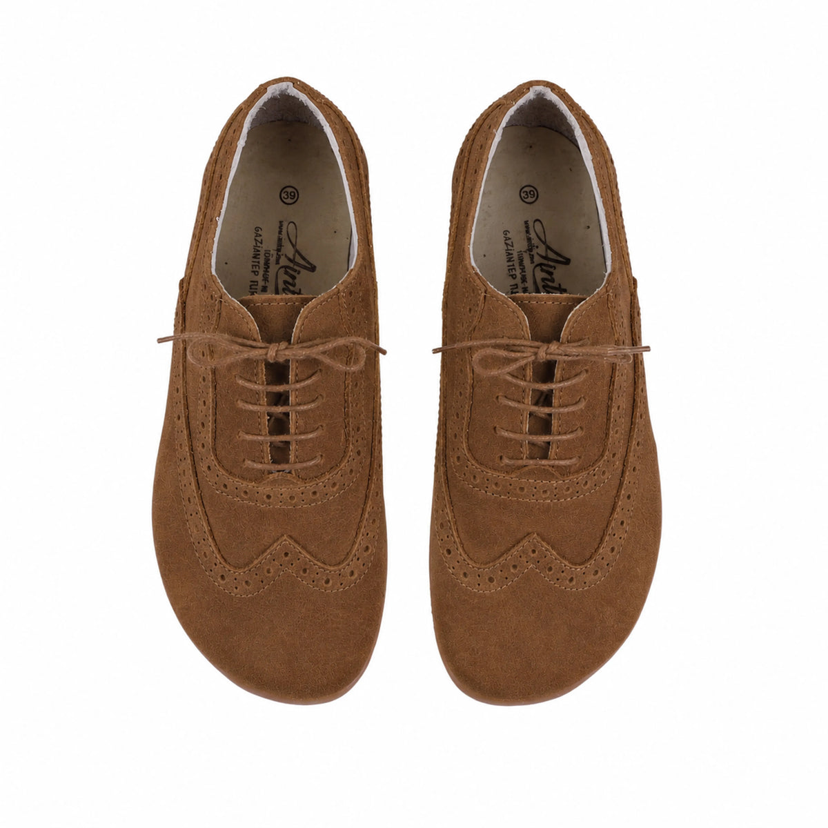 Suede Barefoot Moccasin Shoes – Rubber Sole – Tan