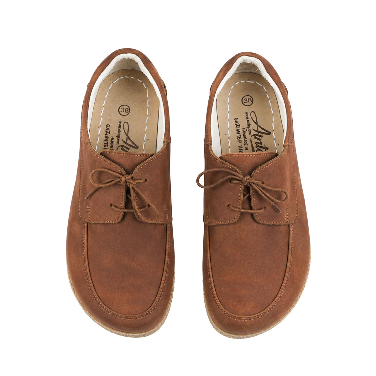 Crazy Barefoot Laces Penny Loafer Shoes – Classic Sole — Leather Sole – Honey Camel
