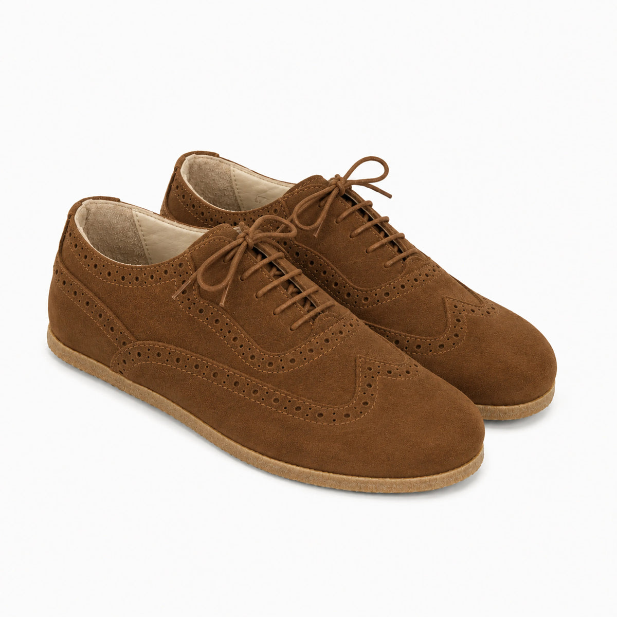 Suede Barefoot Moccasin Shoes – Classic Sole — Leather Sole – Tan