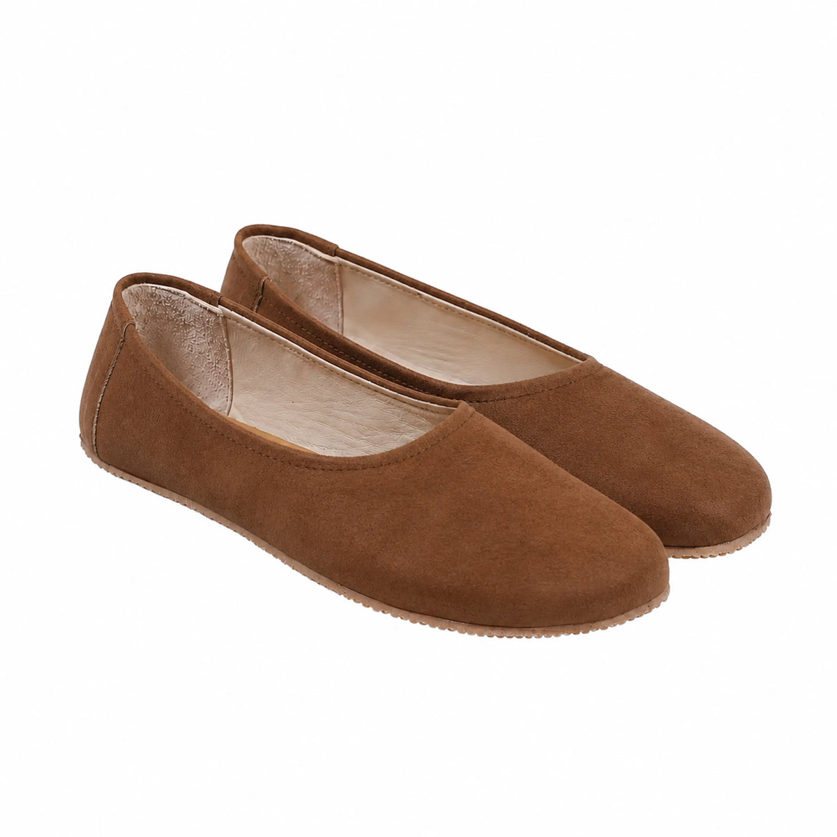 Suede Barefoot Ballet Shoes – Rubber Sole – Tan