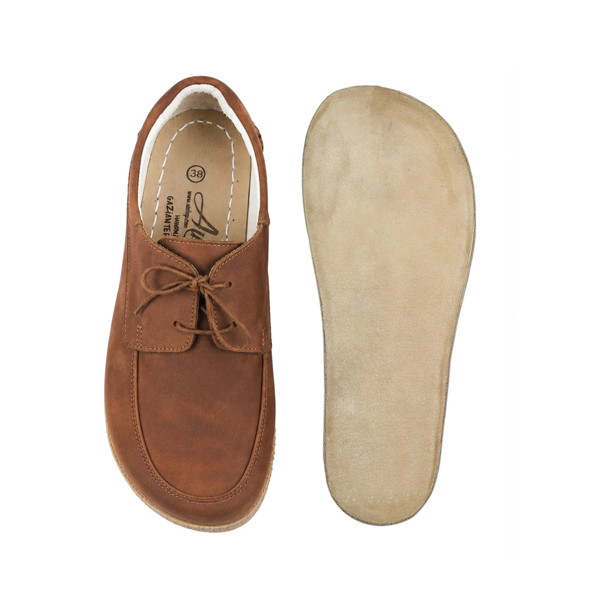 Crazy Barefoot Laces Penny Loafer Shoes – Classic Sole — Leather Sole – Honey Camel