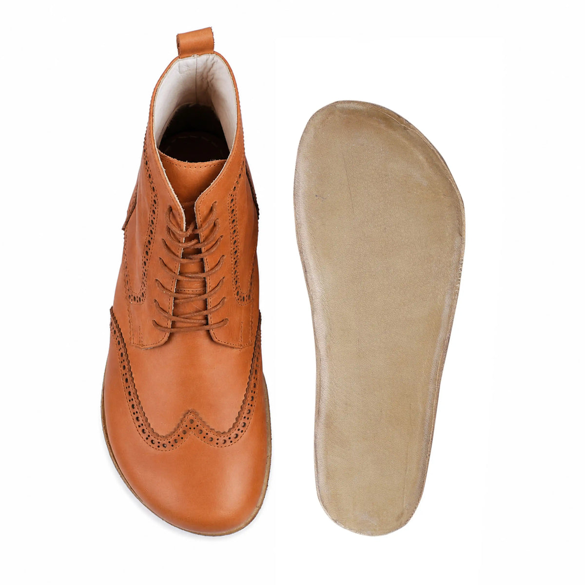 Smooth Barefoot Moccasin Boots Shoes – Classic Sole — Leather Sole – Tan