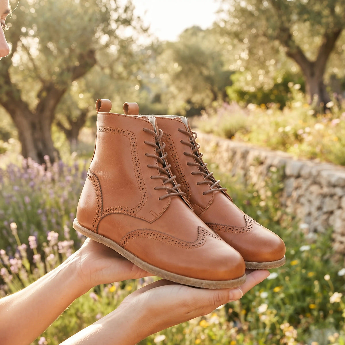 Smooth Barefoot Moccasin Boots Shoes – Classic Sole — Leather Sole – Tan