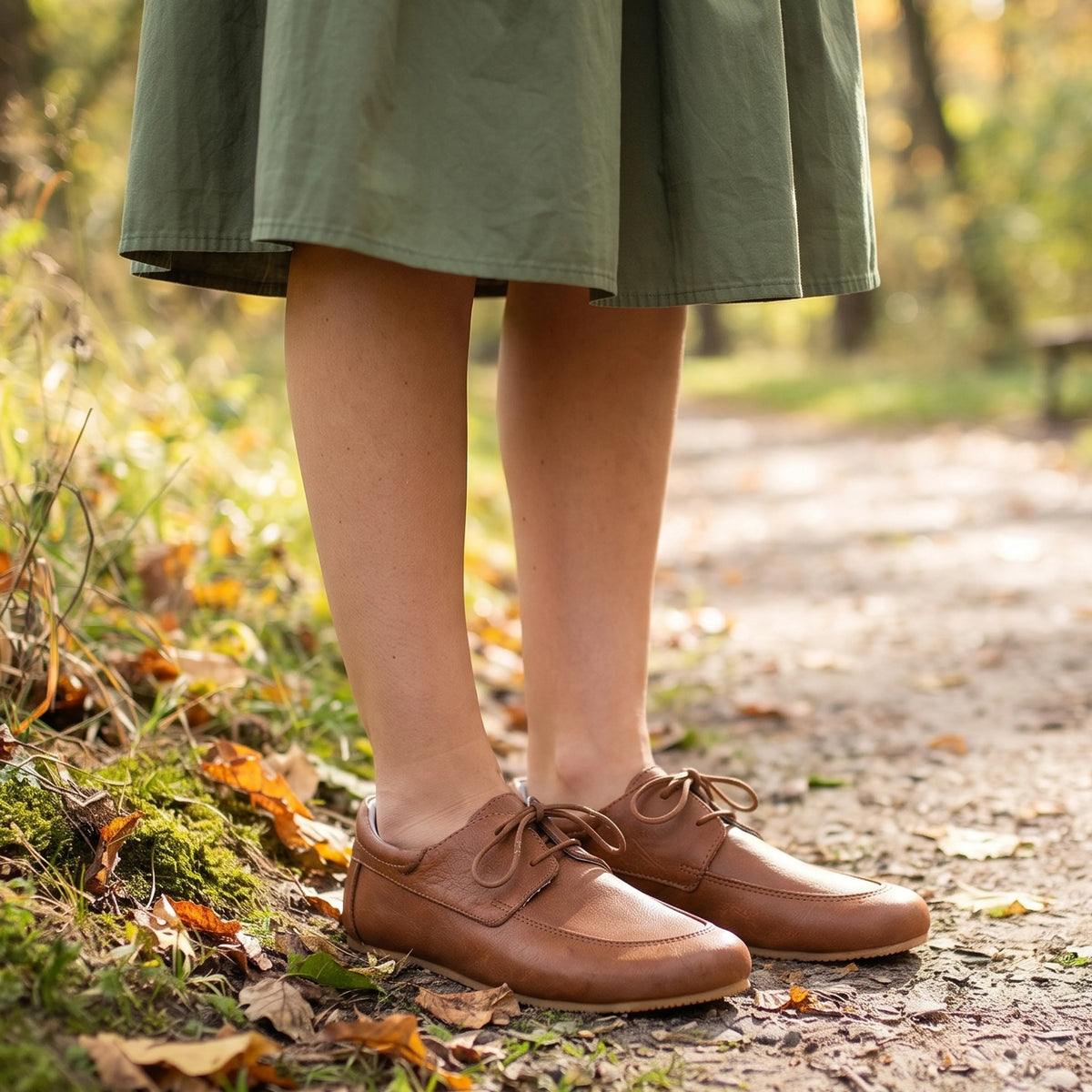 Crazy Barefoot Laces Penny Loafer Shoes – Rubber Sole – Honey Camel