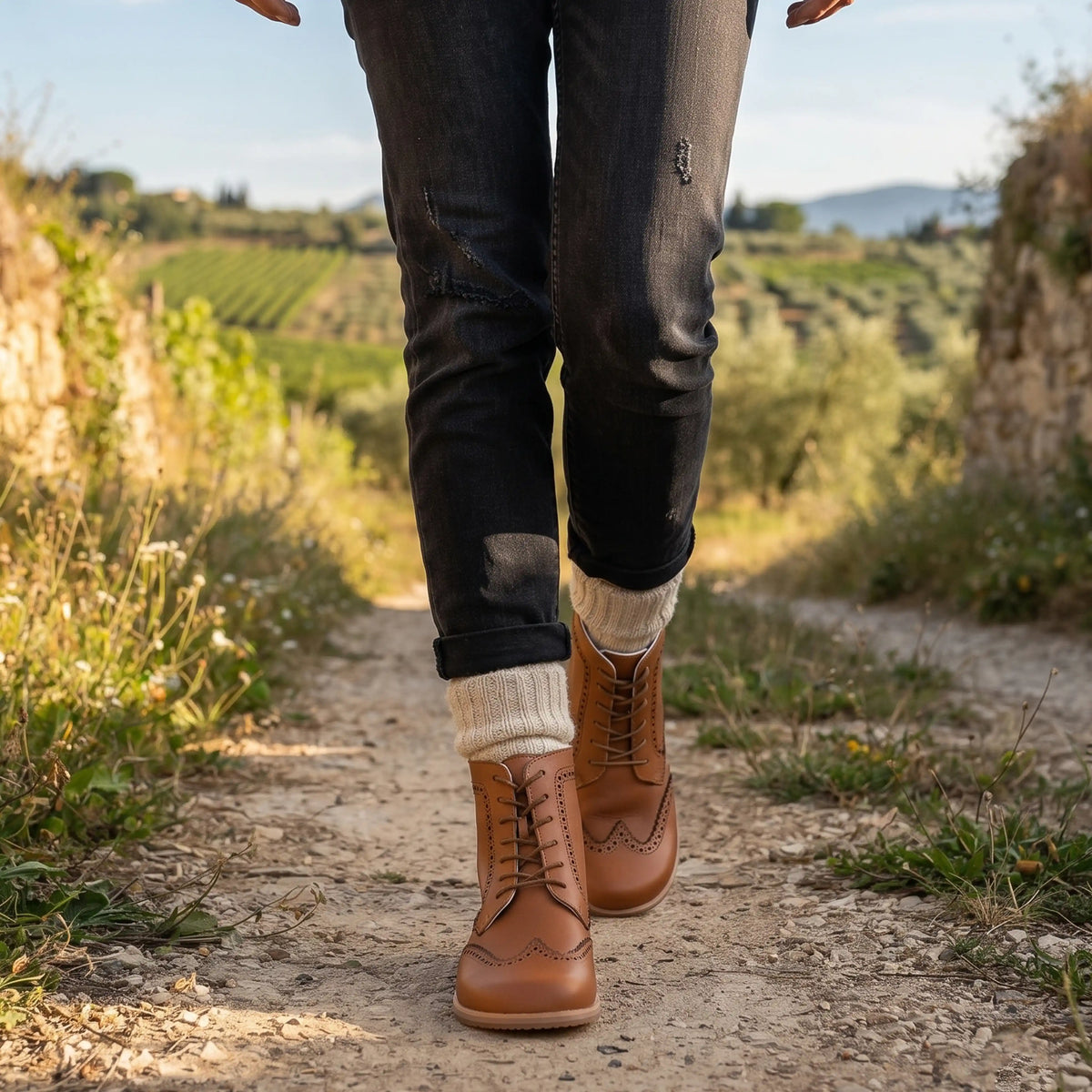 Smooth Barefoot Moccasin Boots Shoes – Eva Outsole – Tan