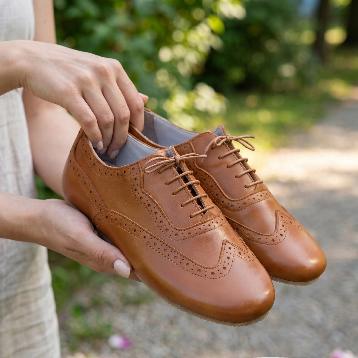Smooth Barefoot Moccasin Shoes – Rubber Sole – Tan
