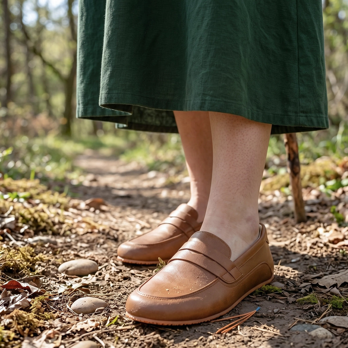 Crazy Barefoot Penny Loafer Shoes – Rubber Sole – Honey Camel