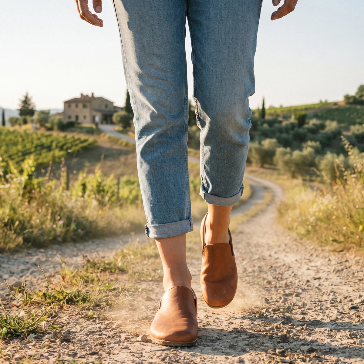 Crazy Barefoot Slip-On Shoes – Classic Sole — Leather Sole – Honey Camel