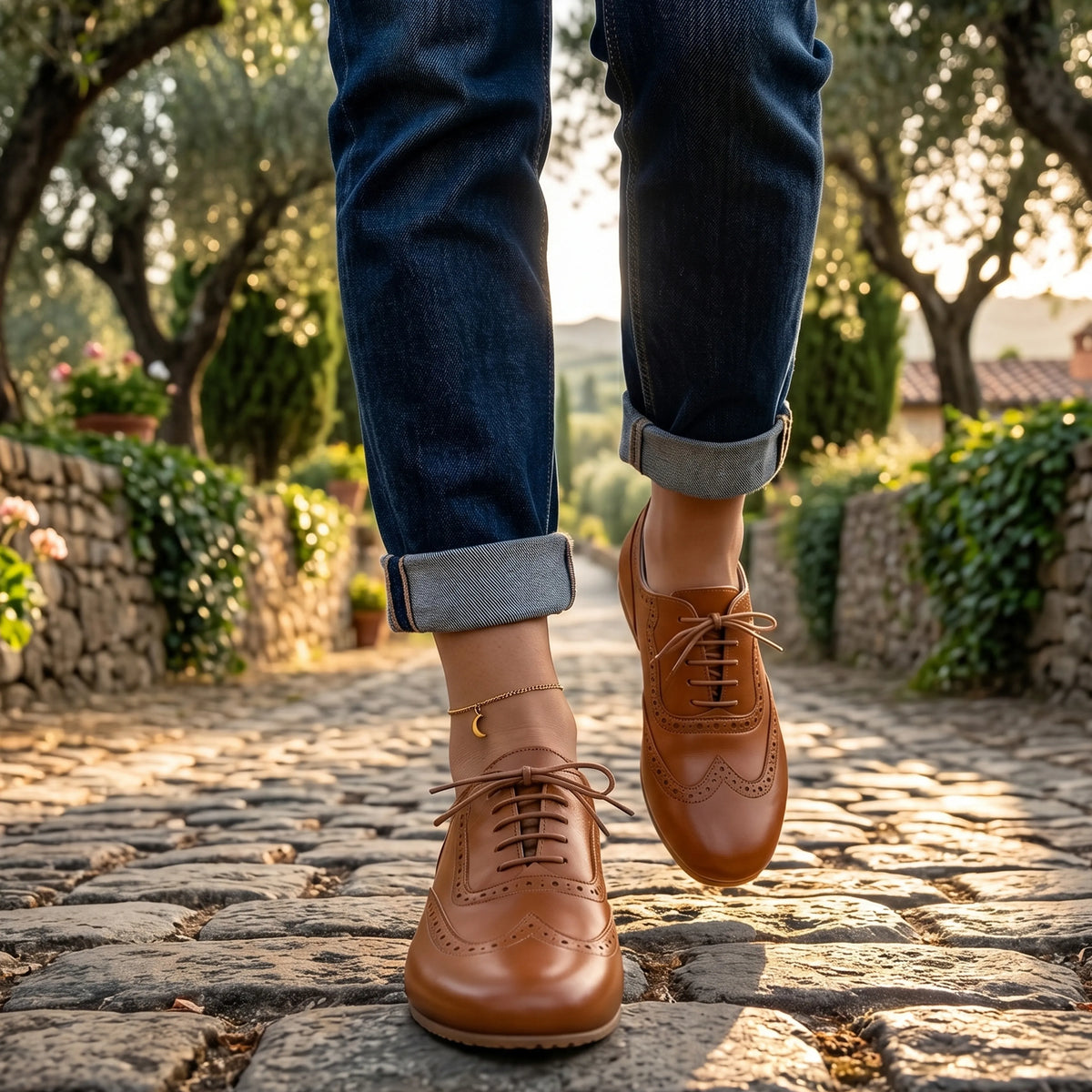 Smooth Barefoot Moccasin Shoes – Rubber Sole – Tan