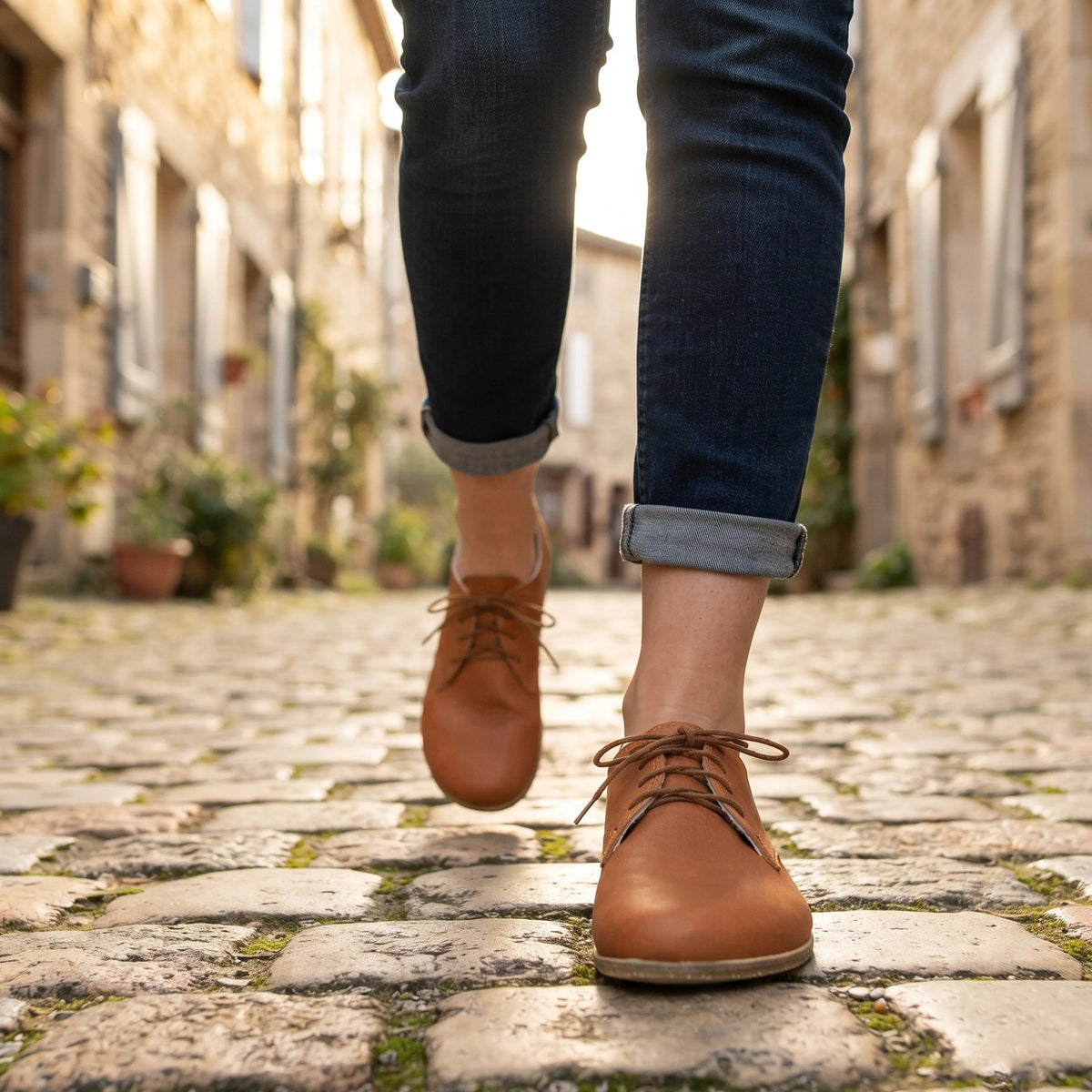 Crazy Barefoot Oxford Shoes – Classic Sole — Leather Sole – Honey Camel