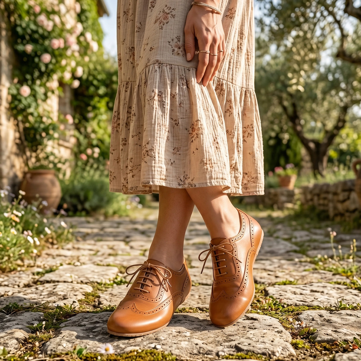 Smooth Barefoot Moccasin Shoes – Rubber Sole – Tan