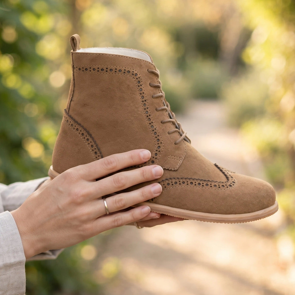 Suede Barefoot Moccasin Boots Shoes – Eva Outsole – Tan