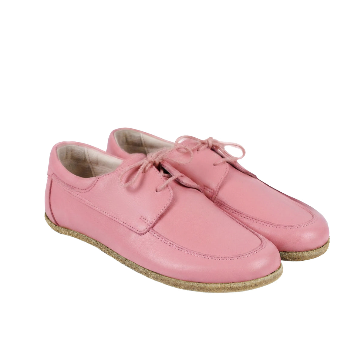 Smooth Barefoot Laces Penny Loafer Shoes – Classic Sole — Leather Sole – Pink