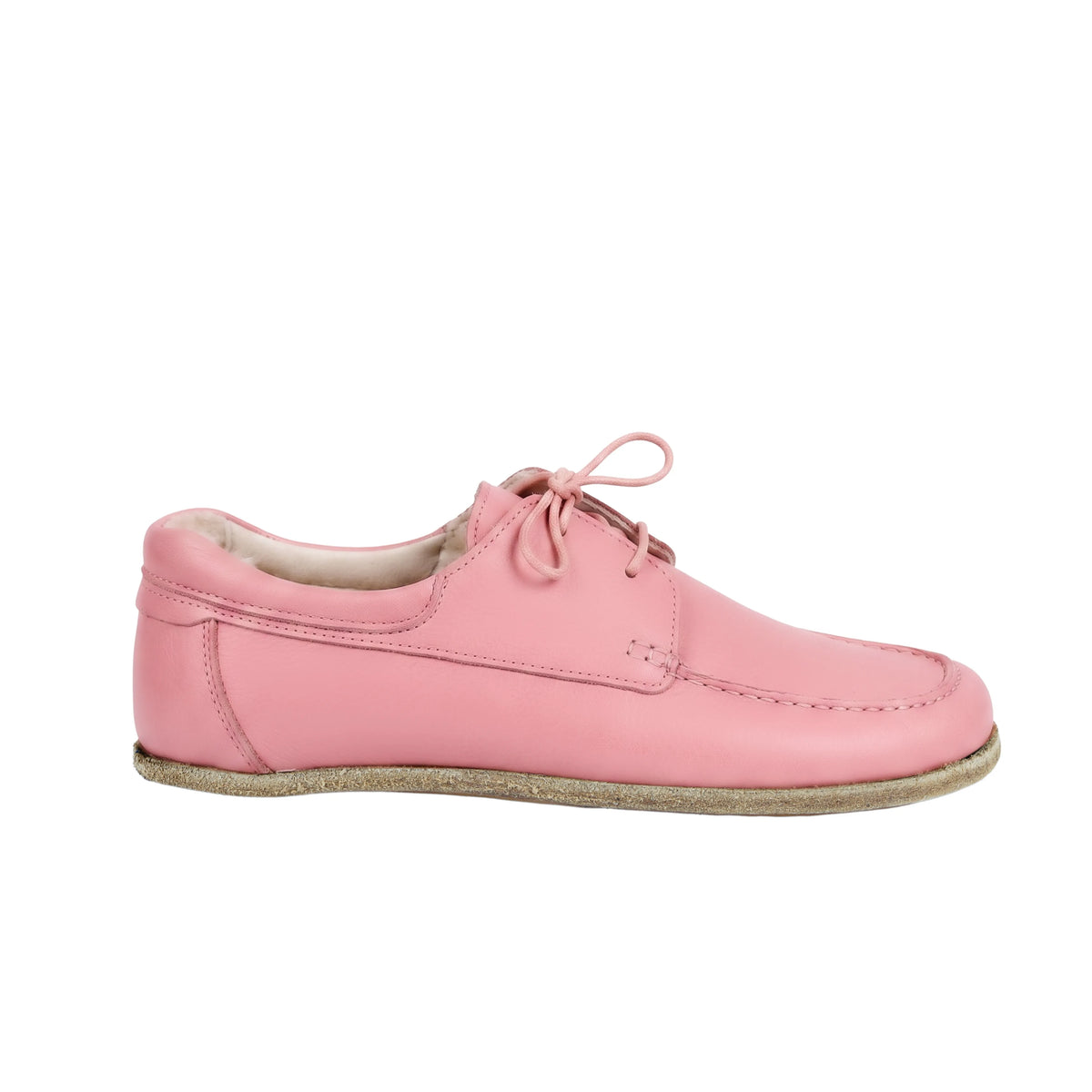 Smooth Barefoot Laces Penny Loafer Shoes – Classic Sole — Leather Sole – Pink