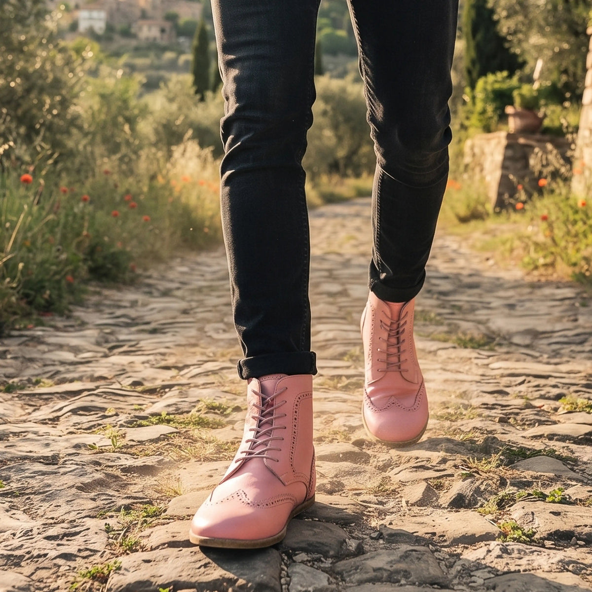 Smooth Barefoot Moccasin Boots Shoes – Classic Sole — Leather Sole – Pink