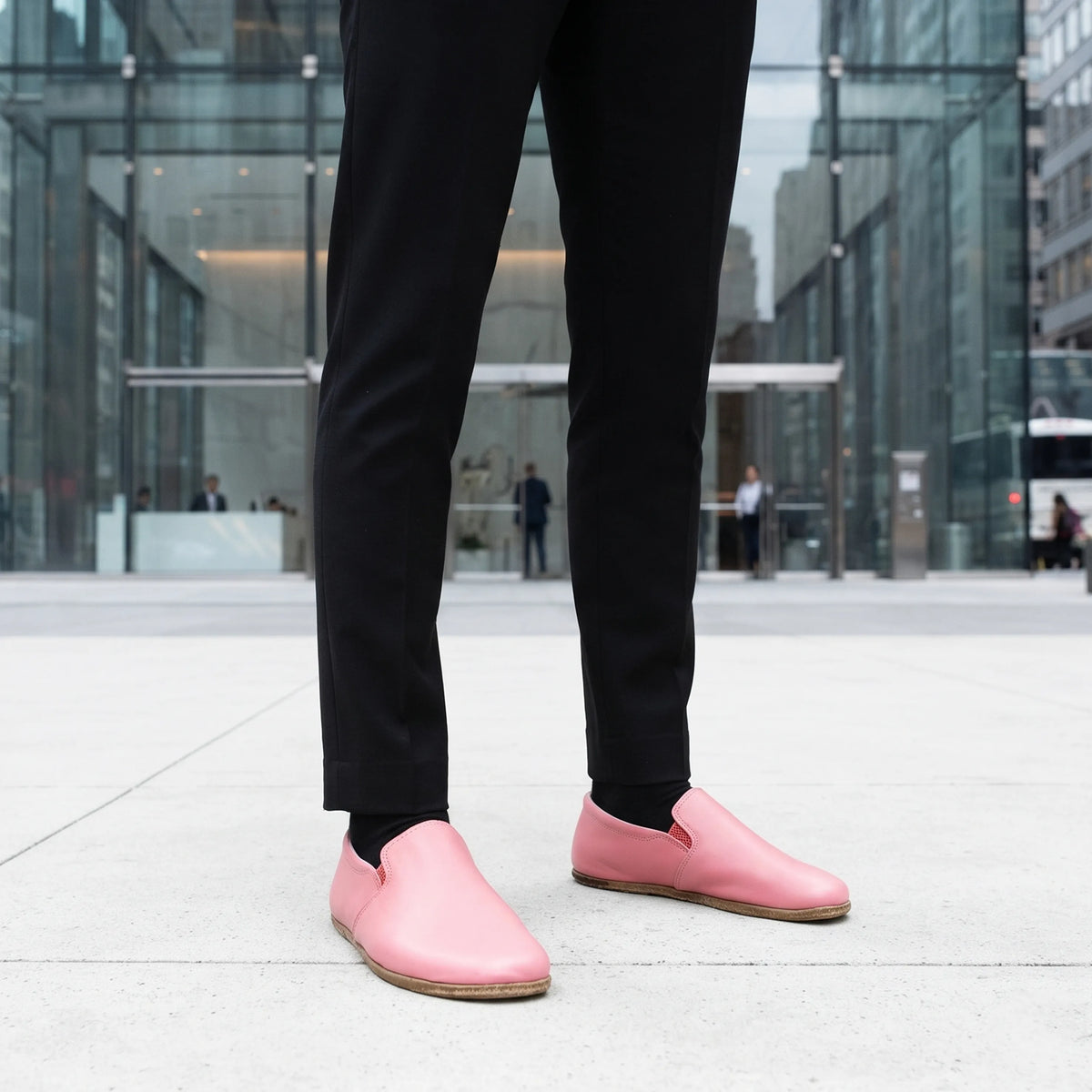 Smooth Barefoot Slip-On Shoes – Classic Sole — Leather Sole – Pink