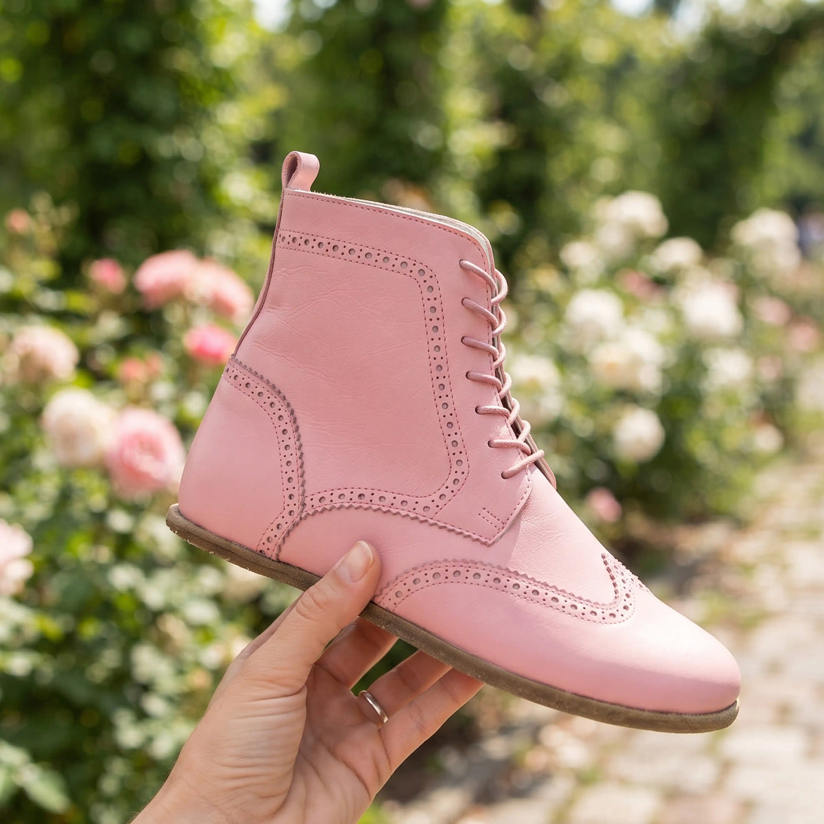 Smooth Barefoot Moccasin Boots Shoes – Classic Sole — Leather Sole – Pink