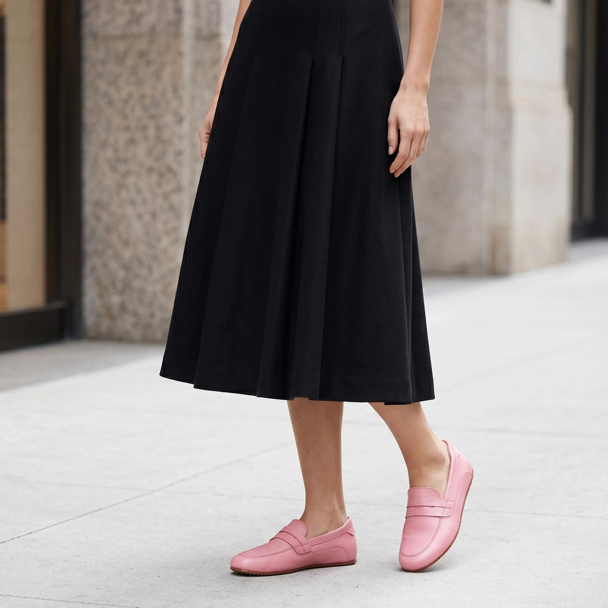 Smooth Barefoot Penny Loafer Shoes – Rubber Sole – Pink