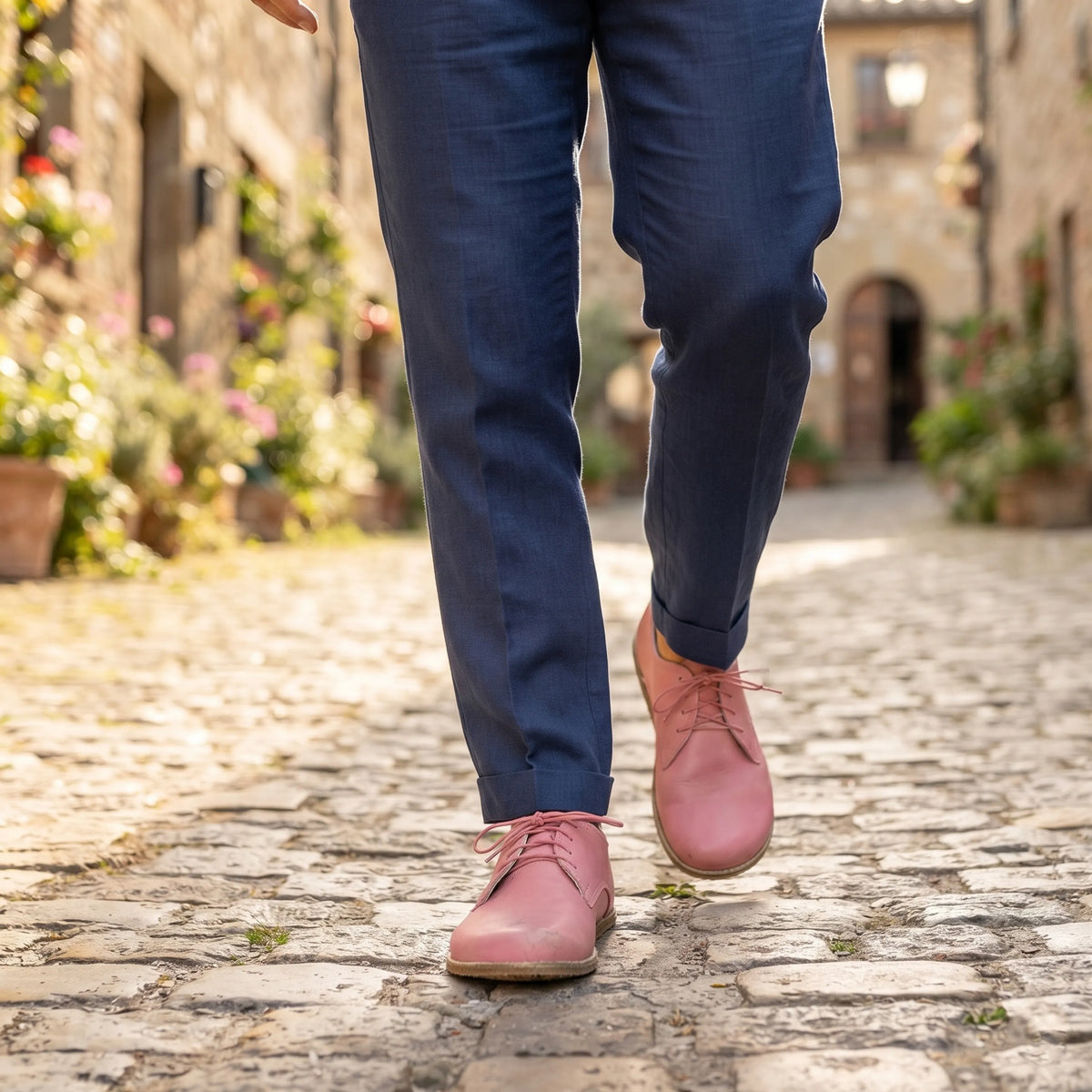 Smooth Barefoot Oxford Shoes — Leather Sole – Pink