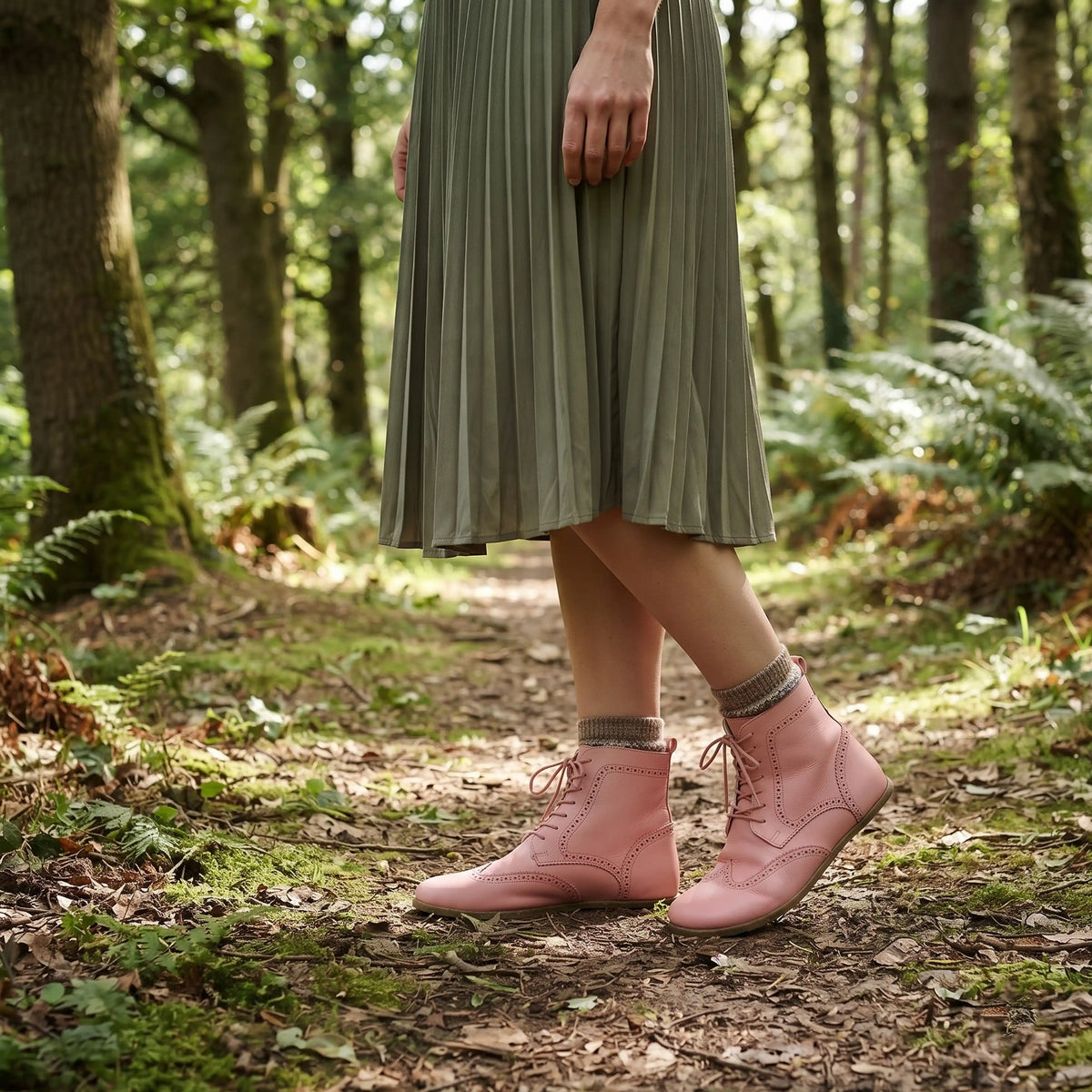 Smooth Barefoot Moccasin Boots Shoes – Classic Sole — Leather Sole – Pink