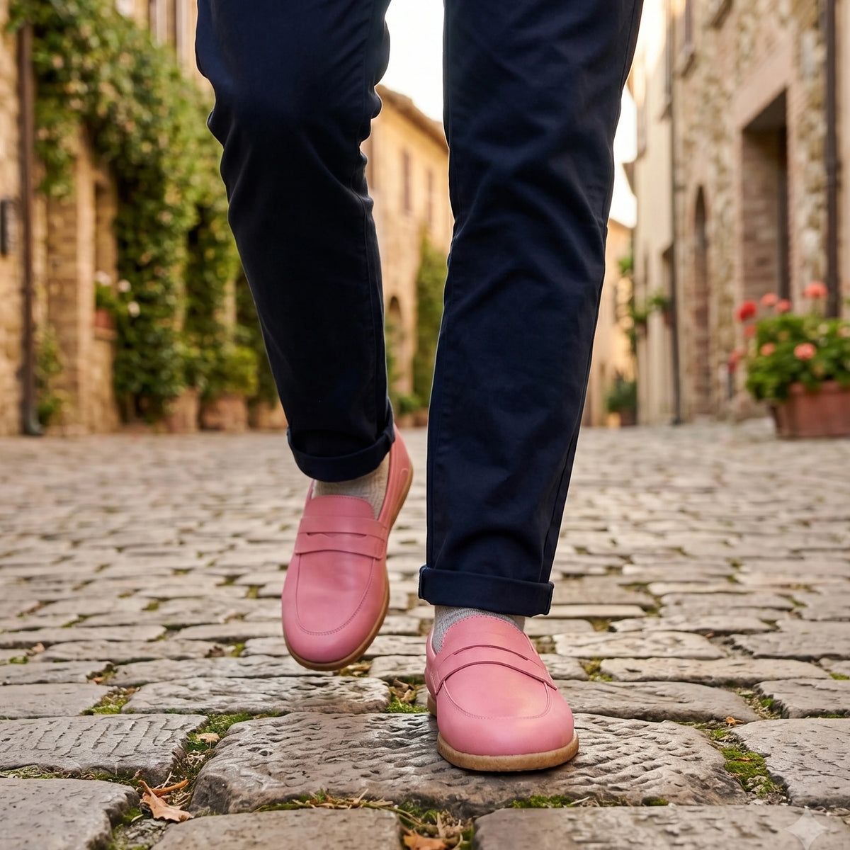 Smooth Barefoot Penny Loafer Shoes – Classic Sole — Leather Sole – Pink