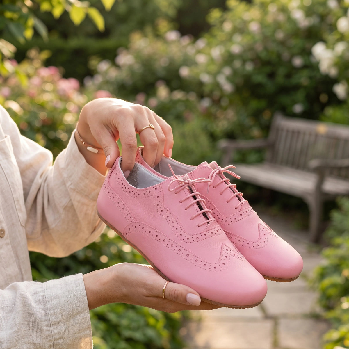 Smooth Barefoot Moccasin Shoes – Rubber Sole – Pink