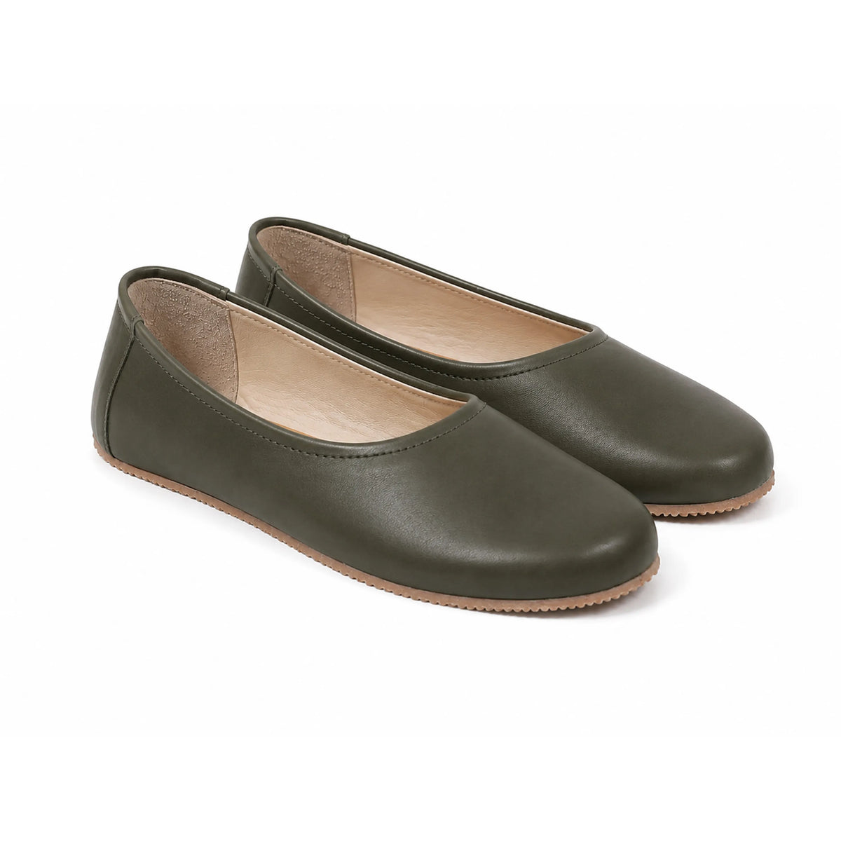 Smooth Barefoot Ballet Shoes – Rubber Sole – Olive Green