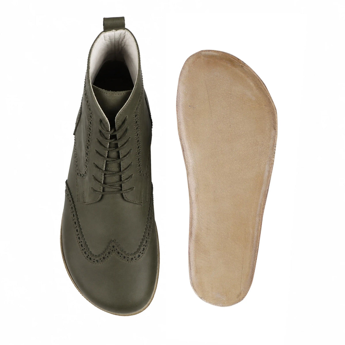 Smooth Barefoot Moccasin Boots Shoes – Classic Sole — Leather Sole – Olive Green