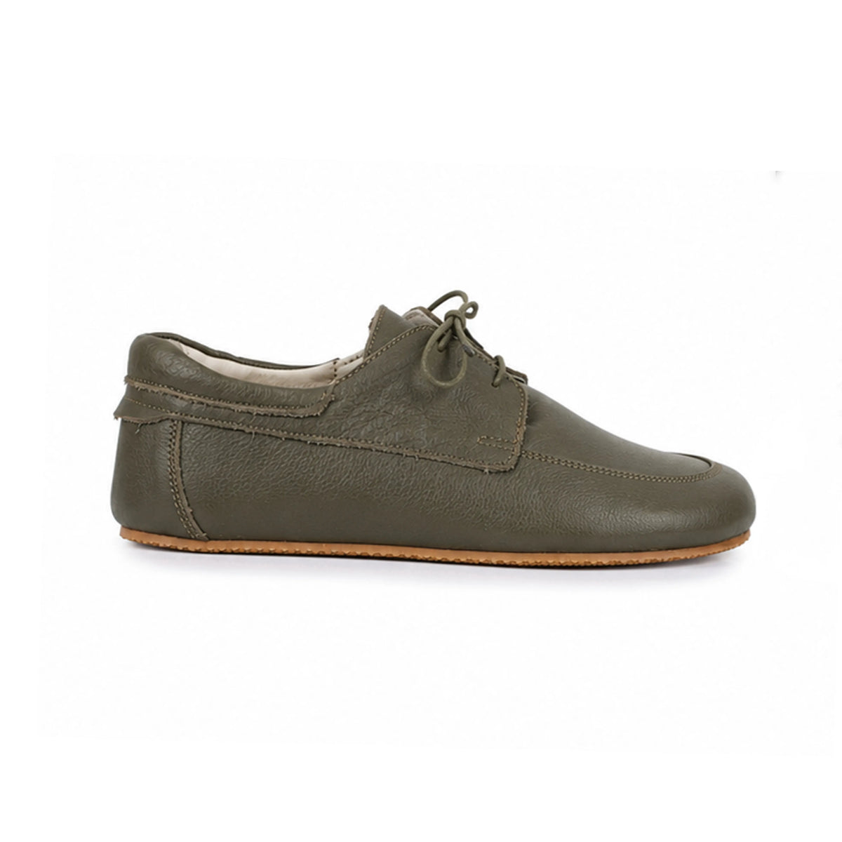Smooth Barefoot Laces Penny Loafer Shoes – Rubber Sole – Olive Green