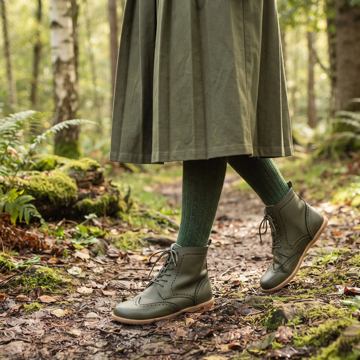 Smooth Barefoot Moccasin Boots Shoes – Eva Outsole – Olive Green